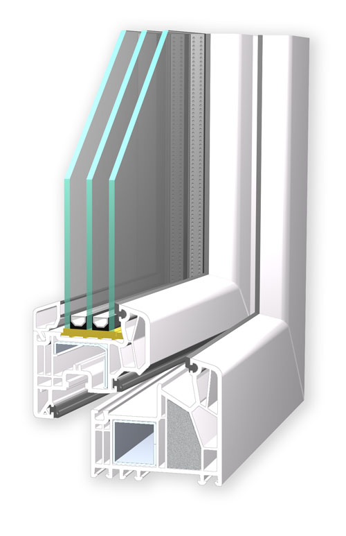 BxH: 120 x 150 3-fach-Verglasung weiß Wohnraumfenster 2 flüglig Kunststoff Fenster 70mm Profil verschiedene Maße